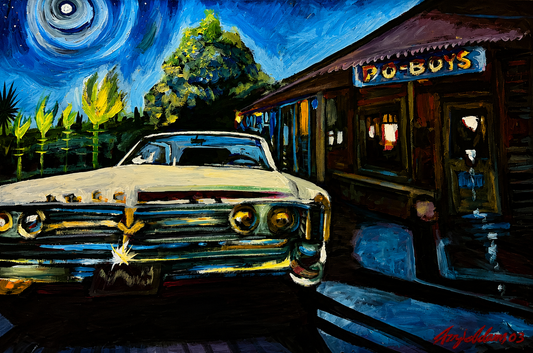 Moonlit Memories – Vintage Car at the Po-Boys