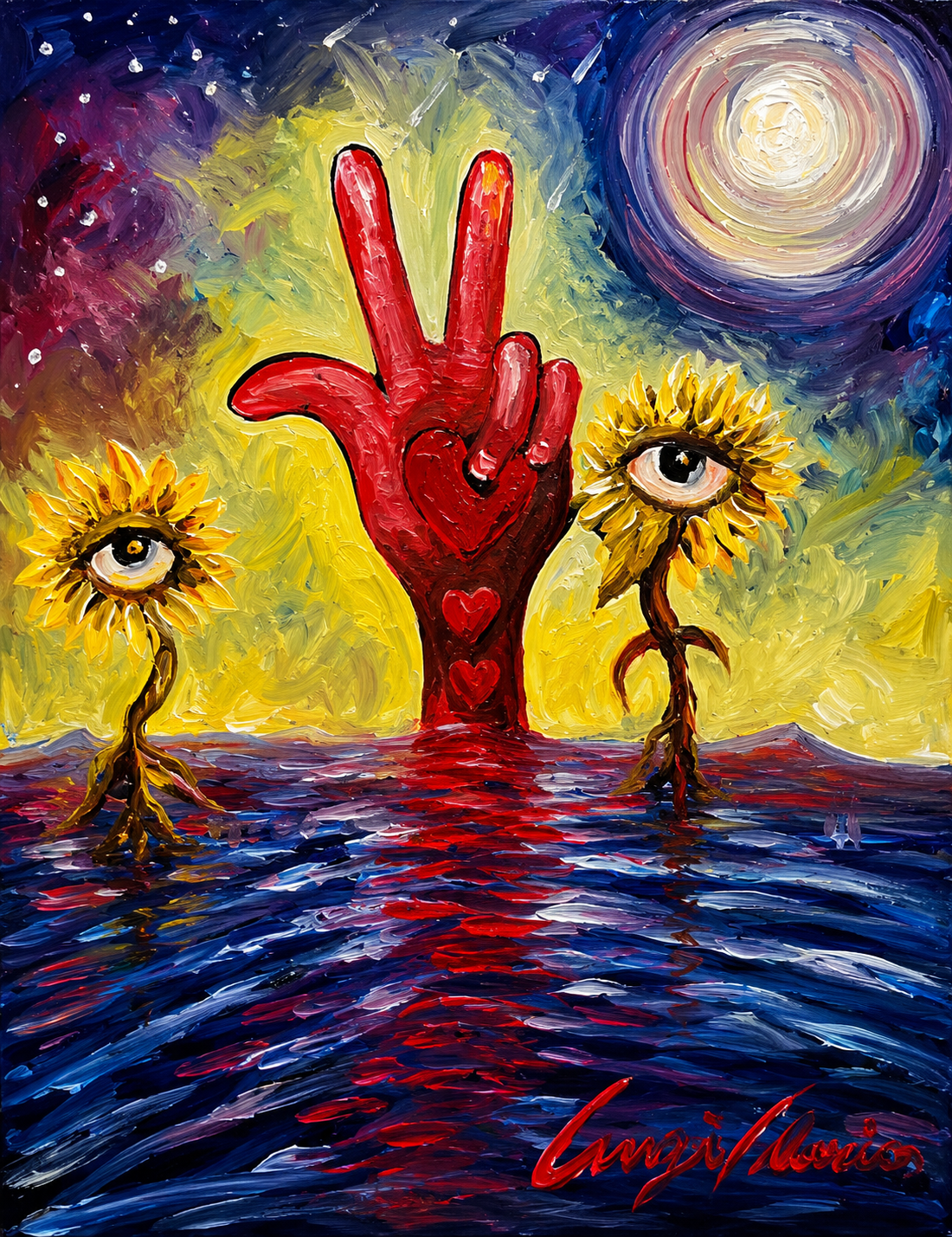 Moonlit Peace – Sunflowers of Love